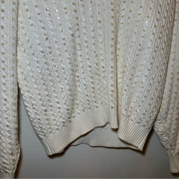Eleanor P Brenner Vintage Gold Trim White Sweater Size Small - Picture 4 of 10